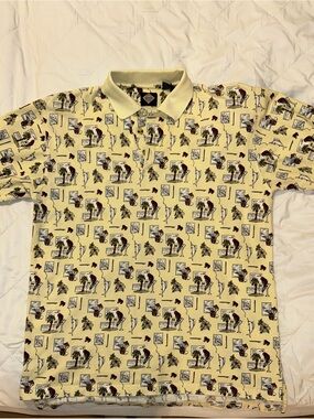 Tabasco Pale Yellow All-Over Vintage Print Polo
